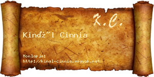 Kinál Cinnia névjegykártya